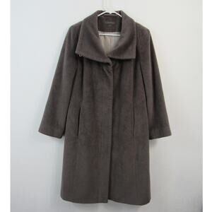 Calvin Klein Size 8 Wool Blend Long Line Pea Coat Trench Charcoal Slate Grey